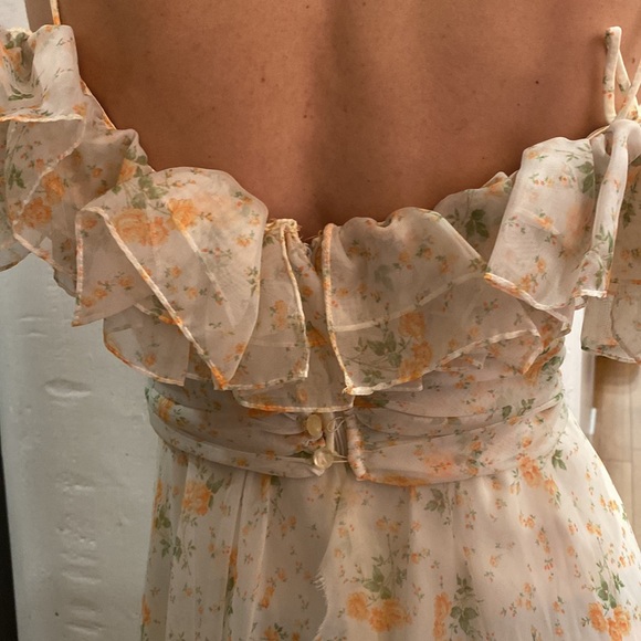 Vintage 1970 Bridesmaid Ruffle chiffon dress Gown - Picture 12 of 12